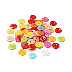 Bottoni da cucire acrilico per costume design , bottoni della camicia di plastica, 2-foro, tinto, rotondo e piatto, colore misto, 15x2mm, Foro: 1 mm