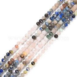 Un mélange naturel de pierres fines perles brins, facette, ronde, 3~3.5mm, Trou: 0.6mm, Environ 117~126 pcs/chapelet, 15.16''~15.55'' (38.5~39.5 cm)