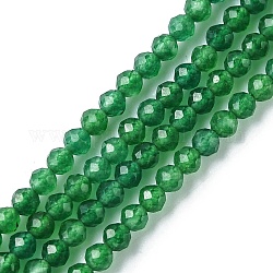 Malaysia naturale perle di giada fili, sfaccettato, tinto, tondo, verde, 2~2.5mm, Foro: 0.5 mm, circa 169~181pcs/filo, 15.35~16.02 pollice (39~40.7 cm)