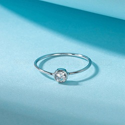 925 anello sottile da dito in argento sterling rodiato, anello portafortuna da donna con zirconi cubici, con timbro s925, Vero platino placcato, 1~4.5mm, misura degli stati uniti 5 (15.7mm)