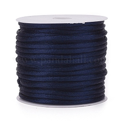 Cordón satinado cola de rata de nailon de 30 m, Cadena de cuentas, Para anudar chino, producir joyería, azul real, 1mm, alrededor de 32.81 yarda (30 m) / rollo