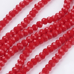 Chapelets de perles en verre imitation jade, facette, rondelle, rouge, 3x2mm, Trou: 0.5mm, Environ 160~165 pcs/chapelet, 15.35 pouce ~ 15.75 pouces (39~40 cm)