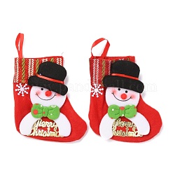 Calza di natale appesa in stoffa, sacchetto regalo di caramelle, per la decorazione dell'albero di Natale, pupazzo di neve con scritta buon natale, rosso, 145x132x20mm