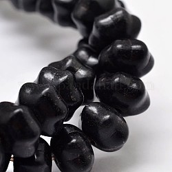 Окрашенные синтетические бирюзовые бусины, тыква, чёрные, 12x8 мм, отверстие : 1 мм, Около 868 шт / 1000 г