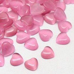 Cat Eye Cabochons, Heart, Hot Pink, 10x10x2.5mm