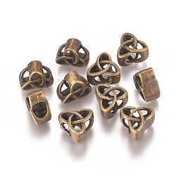 Perles en alliage, noeud trinité / triquetra, irlandais, bronze antique, 11x12x7mm, Trou: 5x6mm