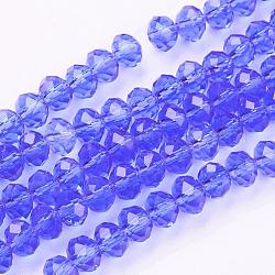 Handmade Glass Beads, Faceted Rondelle, Medium Blue, 6x4mm, Hole: 1mm, about 90~93pcs/strand