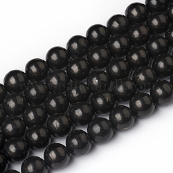Natürliche Shungit Perlen Stränge, Runde, 12 mm, Bohrung: 1 mm, ca. 32 Stk. / Strang, 15.55 Zoll (39.5 cm)