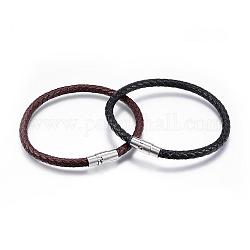 Création de bracelet tressé en cuir, avec fermoirs magnétiques en acier inoxydable, couleur mixte, 8-1/2 pouce (215 mm), 5 mm