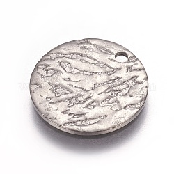 Stainless Steel Pendants, Flat Round, Stainless Steel Color, 15x1mm, Hole: 1.5mm