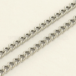 304 Stainless Steel Curb Chains, with Spool, Unwelded, Stainless Steel Color, 4x3x1mm, about 164.04 Feet(50m)/roll