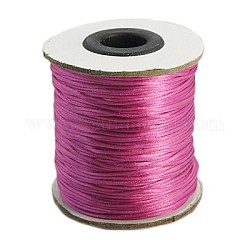 Fil de nylon, corde de satin de rattail, Cordon de nylon pour la fabrication de bijoux tressés, ronde, support violet rouge, 1mm, environ 100yards/rouleau (300pied/rouleau)