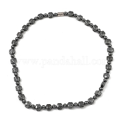 Collane di perline di ematite sintetica non magnetica con teschio per donna uomo, con lega chiusura magnetica, 20.35 pollice (51.7 cm)