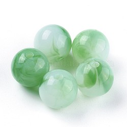 Perles de jade imitation acrylique, ronde, vert clair, 11.5x11mm, trou: 2 mm, environ 520 pcs / 500 g