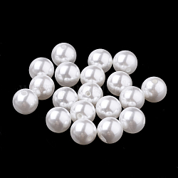Umweltfreundliche Perlenperlen aus Kunststoffimitat, hoher Glanz, Klasse A, Hälfte gebohrt Perlen, Runde, weiß, 5 mm, Halb Loch: 1 mm