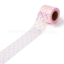 Polyester-Tüll-Rollenband, mit glänzenden Pailletten, für Hochzeitsdeko, Party Bankett Dekoration, DIY-Handwerk, rosa, 2-3/8 Zoll (60 mm), 10 Meter (9.14 m) / Rolle