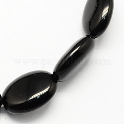 Hebras de cuentas de ónix negro natural, oval, negro, 18x13x6mm, agujero: 1 mm, aproximamente 22 pcs / cadena, 15.7 pulgada