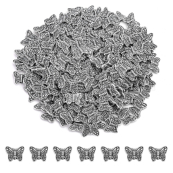 Chgcraft бусины из сплава в тибетском стиле в виде бабочек, без кадмия и без свинца, античное серебро, 8x10.5x3 мм, отверстие : 1 мм, 200 шт / коробка