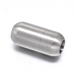Baril 304 fermoirs magnétiques en acier inoxydable avec emembouts à coller, mat, couleur inoxydable, 18.5~19x9mm, Trou: 5mm