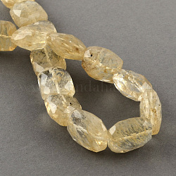 Coffee Watermelon Stone Glass Beads Strands, Faceted Oval, Light Yellow, 19x15.5x9.5mm, Hole: 1.5mm, about 22pcs/strand, 15.7inch