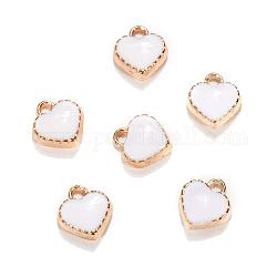 Heart Alloy Enamel Charms, White, 8x7.5x2.5mm, Hole: 1.5mm