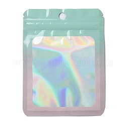 Rectangle Laser PVC Zip Lock Bags, Resealable Packaging Bags, Self Seal Bag, Pale Turquoise, 12x9x0.15cm, Unilateral Thickness: 2.5 Mil(0.065mm)