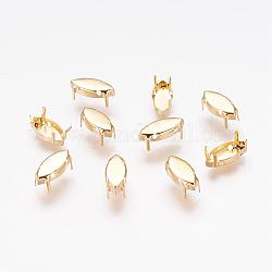 Brass Sew on Prong Settings, Claw Settings for Pointed Back Rhinestone, Horse Eye, Golden, 15x7x0.25mm, Fit fot 7x15mm horse eye rhinestone cabochon