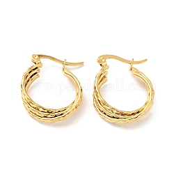 Vacuum Plating 201 Stainless Steel Interlocking Rings Triple Hoop Earrings with 304 Stainless Steel Pins, Intertwined Chunky Jewelry for Women, Golden, 25x20x6mm, Pin: 0.6mm