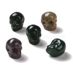 Cuentas de ágata de musgo natural,, halloween cráneo, 11~11.5x8.5~9x11~11.5mm, agujero: 0.9~1 mm