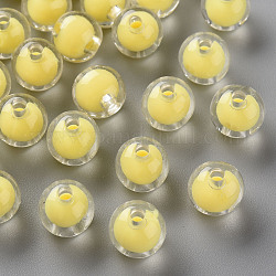 Transparente Acryl Perlen, Perle in Perlen, Runde, Gelb, 9.5x9 mm, Bohrung: 2 mm, ca. 960 Stk. / 500 g
