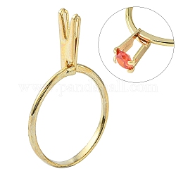 Risultati dell'anello del polsino in lega di zinco, portapietre ad anello a molla, impostazioni dell'anello per strass, oro, diametro interno: 18~19mm, supporto: 14x5.5mm