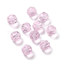 Verre imitation perles de cristal autrichien, facette, ronde, perle rose, 8mm, Trou: 1mm