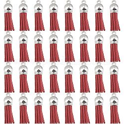 SUNNYCLUE 100Pcs Faux Leather Suede Tassels Leather Tassel Charms Bulk for Keychain Decoration with CCB Plastic Cord Ends for DIY Jewelry Making Bookmarks Bag Decor Supplies, Red
