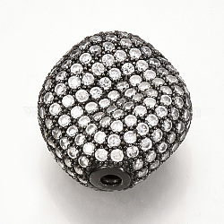 Perles de zircone cubique micro pave en Laiton, ovale, clair, gunmetal, 20x17x9mm, Trou: 1.5mm