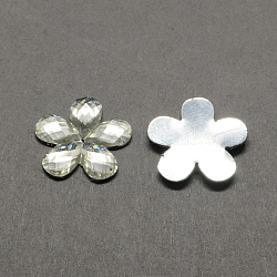 Flower Resin Cabochons, Silver Buttom Plated, Clear, 12x12x1.5mm, about 3000pcs/bag