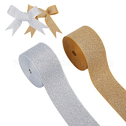 Arricraft 2 rollo 2 colores aproximadamente 13.1 yardas (12 m) de cinta con cable de brillo navideño, Cinta brillante, cinta de tela metálica, cinta para envolver regalos para Navidad, boda, fiesta de cumpleaños, decoración artesanal