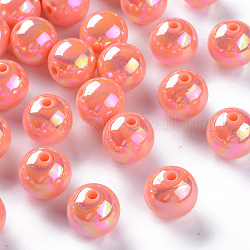 Opake Legierung Perlen, ab Farbe plattiert, Runde, dunkler Lachs, 16x15 mm, Bohrung: 2.8 mm, ca. 220 Stk. / 500 g