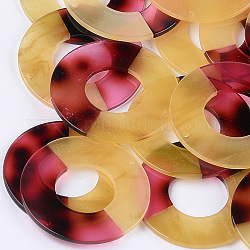 Pendenti in cellulosa acetato (resina), rotondo e piatto, oro, 45x2~2.5mm, Foro: 1.8 mm