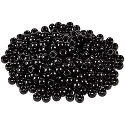 Harz Perlen mit großem Loch, Fass, Schwarz, 8x5~6 mm, Bohrung: 4 mm, 116g