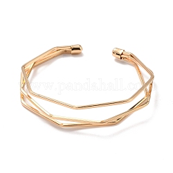 Тройные браслеты-манжеты, железный открытый браслет с проволочной обмоткой для женщин, золотые, внутренний диаметр: 2-3/8 дюйм (5.9 см)