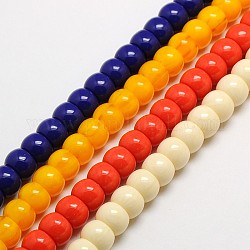 Imitation Amber Resin Drum Beads Strands, Mixed Color, 10x7mm, Hole: 2mm, about 55pcs/strand, 15.5inch