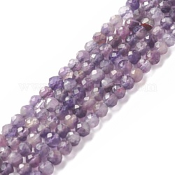 Chapelets de perles en améthyste naturelle, facette, ronde, 4.5x4mm, Trou: 0.5mm, Environ 95 pcs/chapelet, 15.31 pouce (38.9 cm)