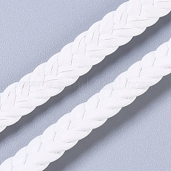 Mikrofaserimitat Lederschnur, flache geflochtene Lederschnur, für die Herstellung von Armbändern und Halsketten, weiß, 8x3 mm