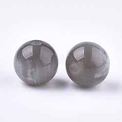 Abalorios de resina, de piedras preciosas de imitación, redondo, gris claro, 12mm, agujero: 2 mm