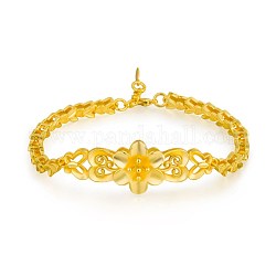 Butterfly & Heart & Flowers Adjustable Brass Link Bracelets, with S-Hook, Golden, 6-3/4 inch(17cm)
