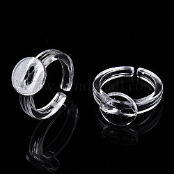 Componenti dell'anello del polsino aperto in acrilico trasparente, impostazioni di anelli rotondi piatti per bambini, chiaro, misura degli stati uniti 3 (14mm), vassoio: 9mm