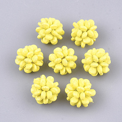 Spray Painted Acrylic Woven Beads, Round, Cluster Beads, Yellow, 18~19mm