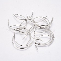 C Shape Curved Needles, Hair Weaving Needle, For Wig Making, Platinum, 31mm, Pin: 1.1mm, hole: 0.8x5.5mm, about 25pcs/bag