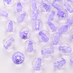 Abalorios de acrílico transparentes, redondo, facetados, lila, 12x11.5mm, agujero: 1.8 mm, aproximamente 550 unidades / 500 g