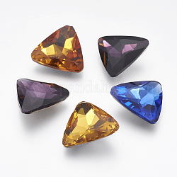 Glass Pointed Back Rhinestone, Back Plated, Faceted, Triangle, Mixed Color, 23x23x8mm